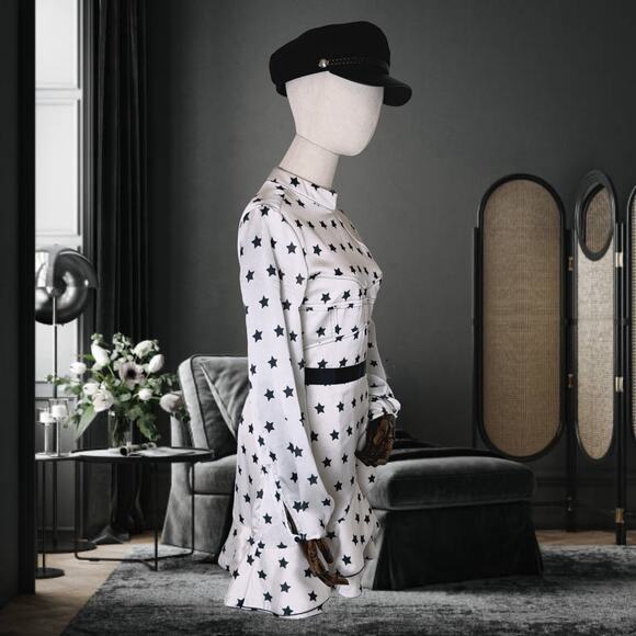 Self-portrait Women's White Frilled Satin Star Dress (US 4) - Picture 3 of 12